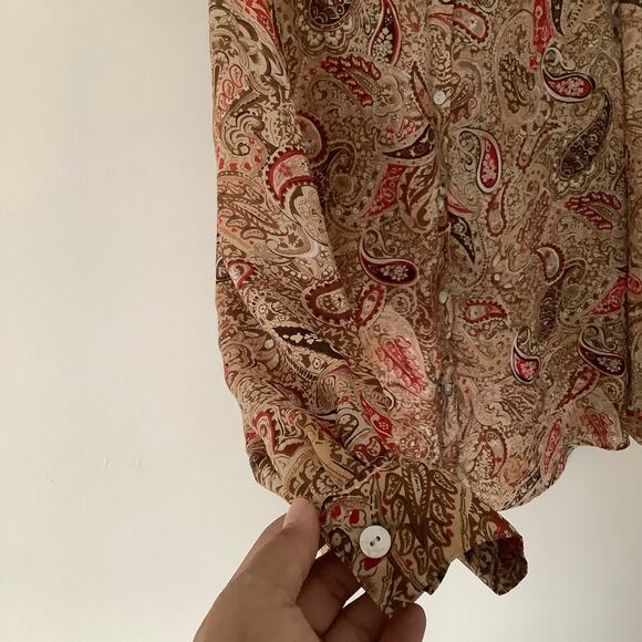 Jordan Womens Paisley Polyester Sheer Long Sleeve Collared Button Blouse Size XL - Picture 3 of 7